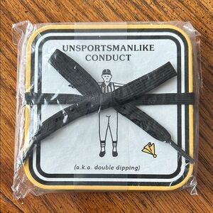 Hallmark Coasters - White with Black and Gold Trim Referee Football Calls.